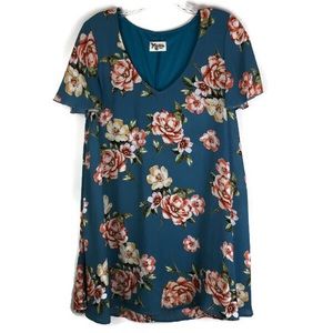 Show Me Your MuMu Kylie Mini Dress in Teal Blue Floral